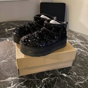 UGG Black Chunky Sequin Boots